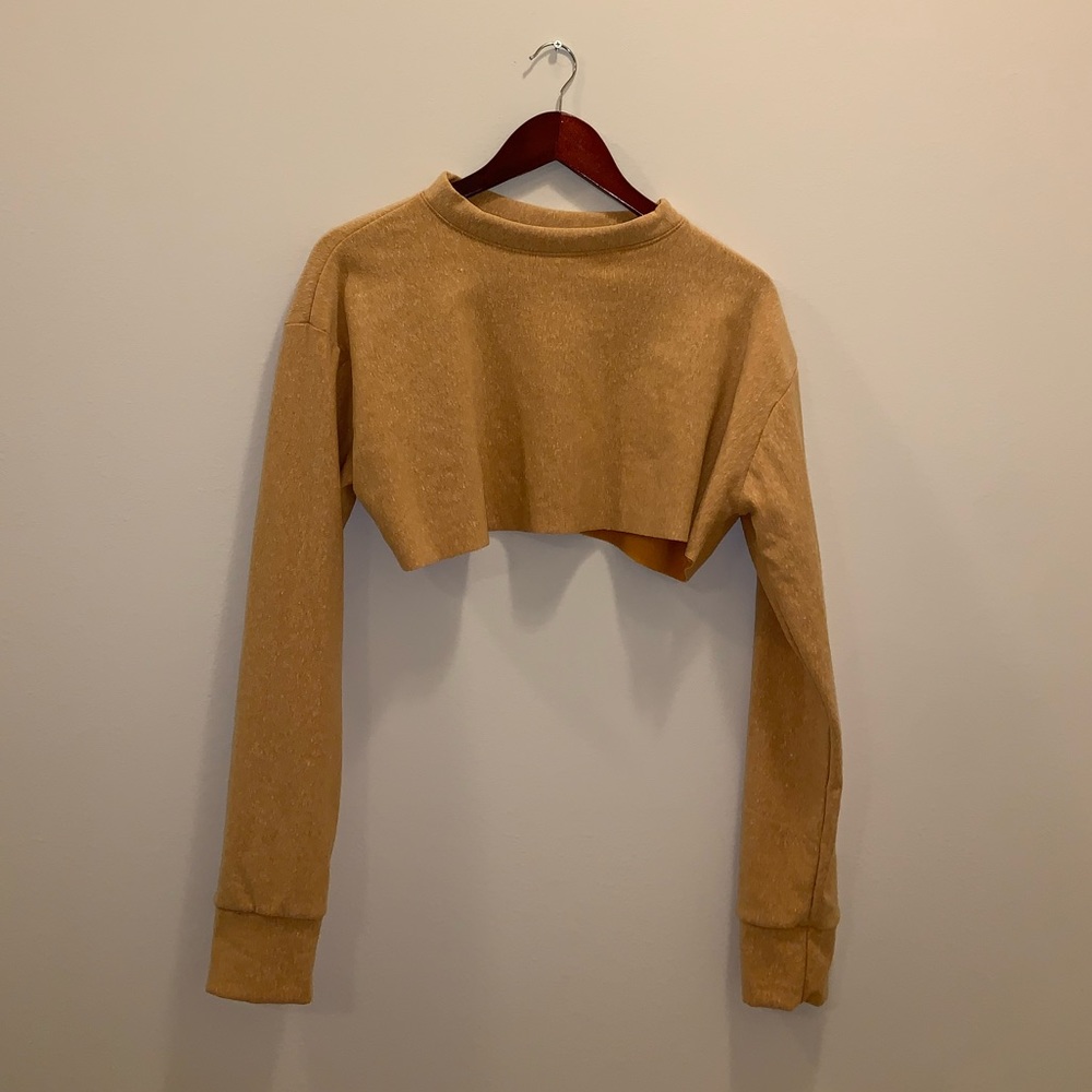 Win Win Dark Yellow Crop Top Sweatshirt size L & S - Picture 3 of 14